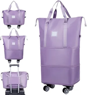 Rolling Duffle Bag with Wheels and Handle, Expandable Foldable Luggage Bag, Dry and Wet Separation Rolling Bag,Travel Light Travel Totes