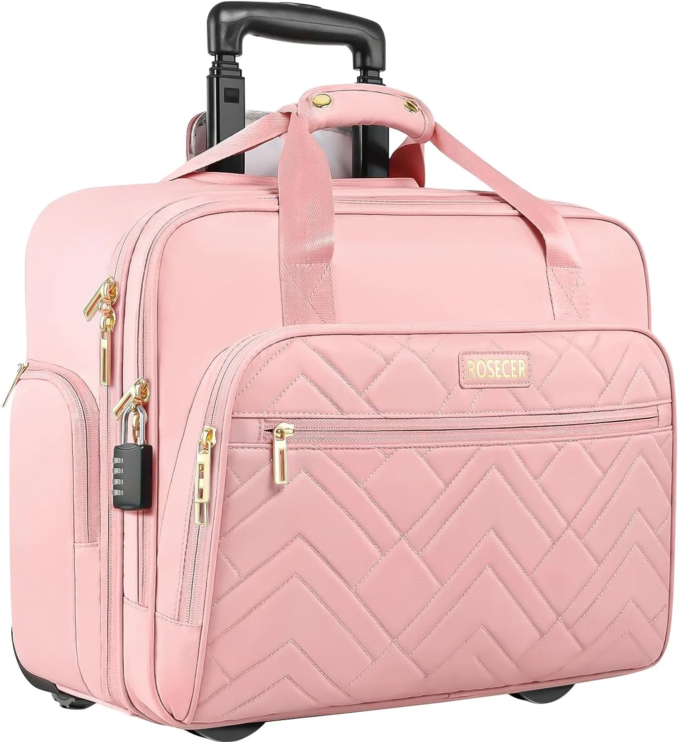 Rolling Laptop Bag, 17.3 Inch Premium Laptop Briefcases with Wheels for Women, Waterproof Rolling Computer Bag Work Bag Laptop Case for Travel Work Office Business
