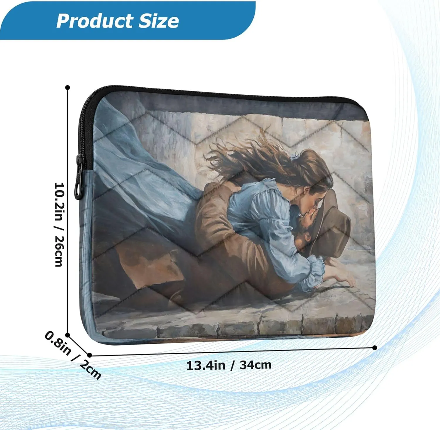 Romantic Couple Embrace Beige Laptop Bags for Women 15.6 Inch, Comprehensive Protection, Work Laptop Bag for Woman