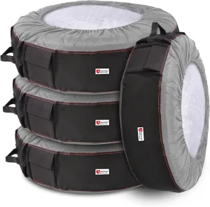 Rosefray Seasonal Tire Totes, Spare Tire Cover, Portable Winter Wheel, Handle for Easy Transportation, Fits Tires Tire Diameters 21” to 31.5”, Set of 4 Bags Gray