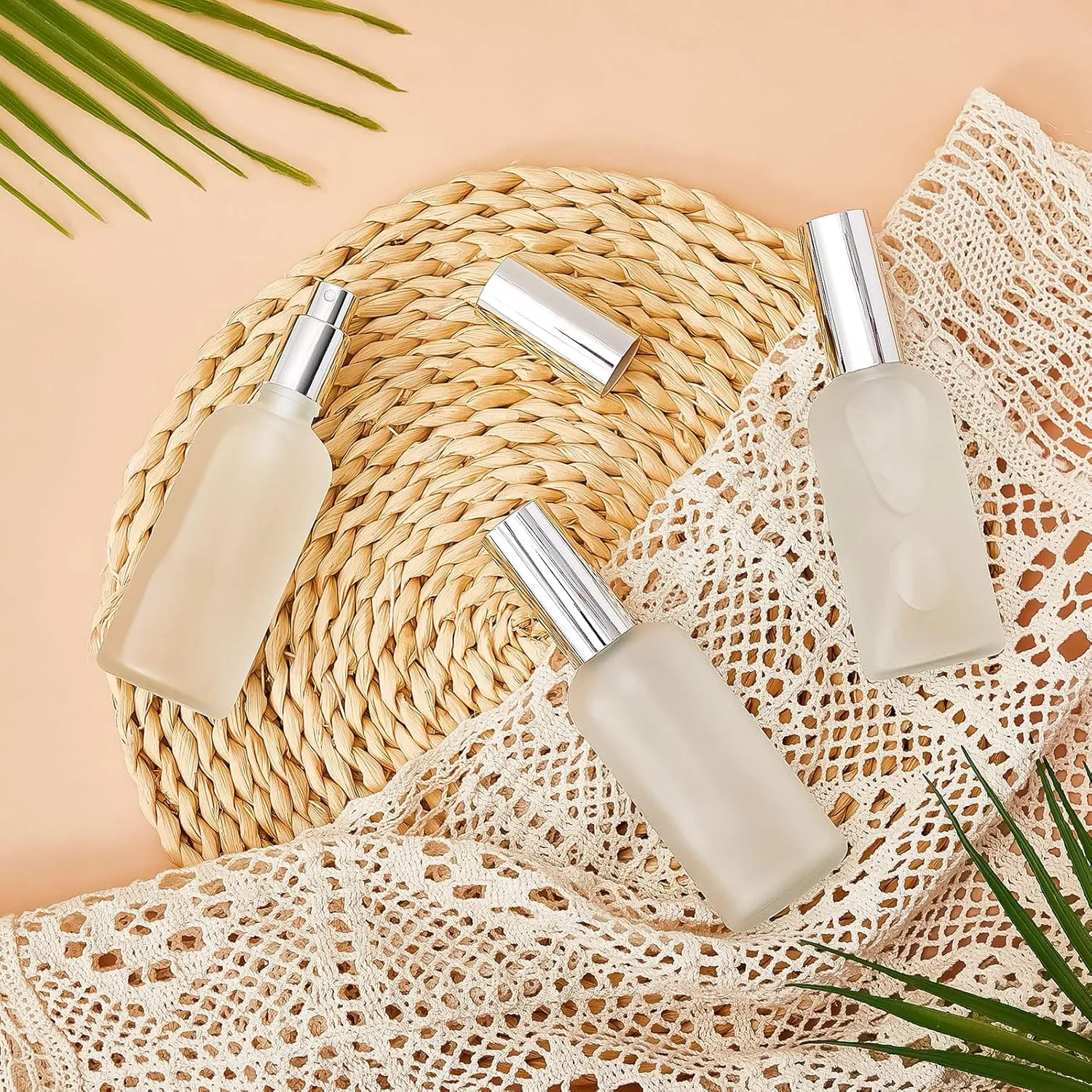 Roshtia 30 Pcs 3.4 oz Silver Glass Spray Bottle Refillable Perfume Atomizer Clear Decorative Empty Bottles with Fine Mist Sprayer Pump for Face Body Travel