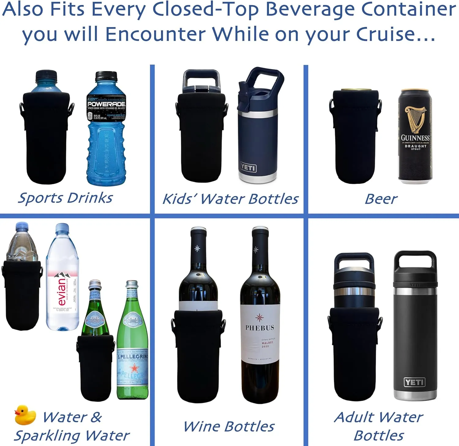 Royal Caribbean Cruise Essentials 2024 - 2-Pack Cup Sling (Black)