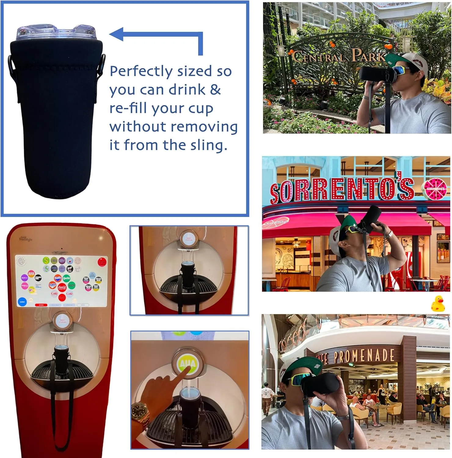 Royal Caribbean Cruise Essentials 2024 - 2-Pack Cup Sling (Black)