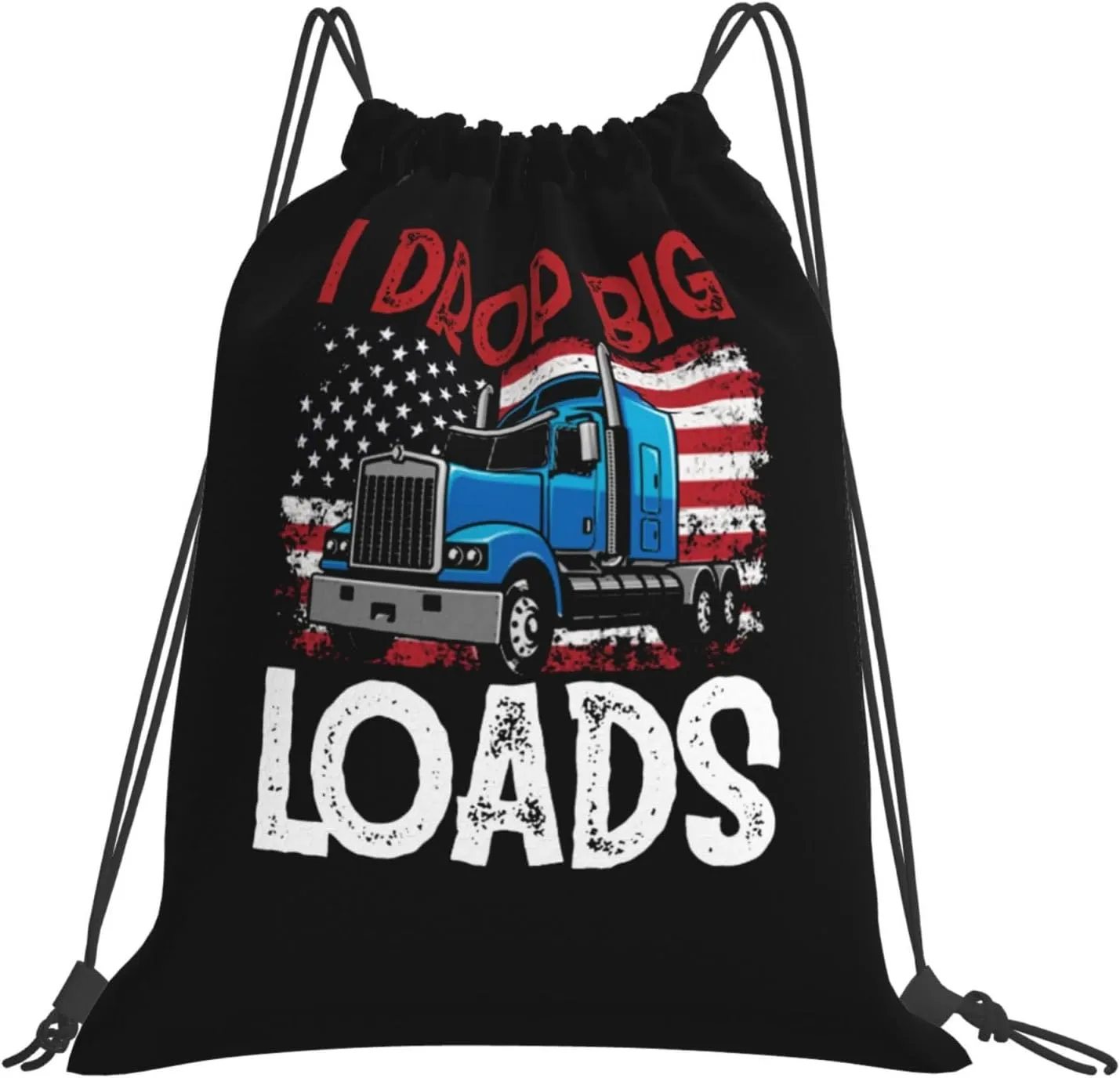 Rqwaaed I Drop Big Loads Big Rig Semi Trailer Truck Driver Versatile Drawstring Gym Bag Perfect Workouts Daily Essentials