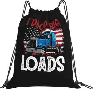 Rqwaaed I Drop Big Loads Big Rig Semi Trailer Truck Driver Versatile Drawstring Gym Bag Perfect Workouts Daily Essentials