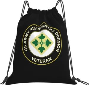 Rqwaaed US Army 4th Infantry Division Veteran Versatile Drawstring Gym Bag Perfect Workouts Daily Essentials