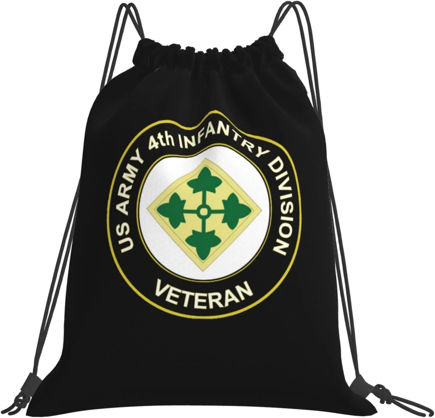 Rqwaaed US Army 4th Infantry Division Veteran Versatile Drawstring Gym Bag Perfect Workouts Daily Essentials
