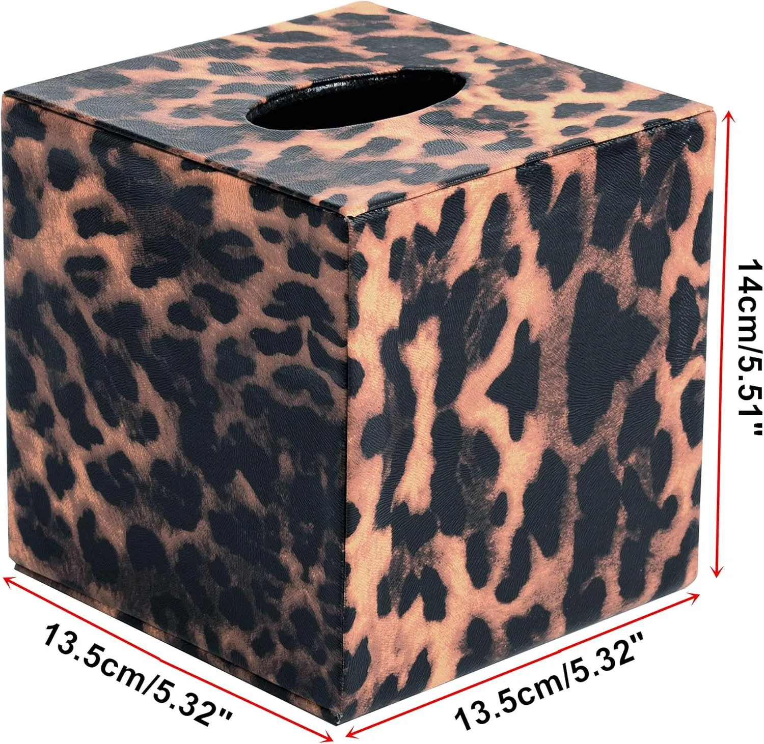 S Forever Home Decor Cube Tissue Box Holders PU Leather Square Tissue Box Cover (Leopard)