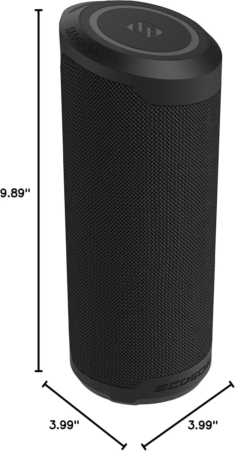 Scosche BTMSMSC1 BoomBottle MS MagSafe Magnetic Bluetooth Speaker - Portable Wireless Magnetic Speakers for Devices, Bikes, Golf Carts, and More - Waterproof speaker with Integrated MagicMount - Black