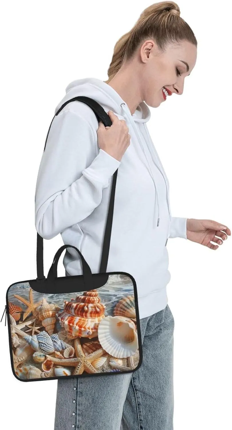 Seashell Landscape Beach Printed Laptop Tote Bag Travel Business Computer Bag Work Bag for Men Women