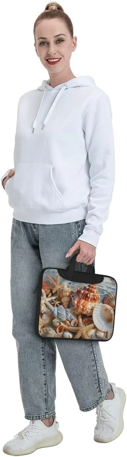 Seashell Landscape Beach Printed Laptop Tote Bag Travel Business Computer Bag Work Bag for Men Women