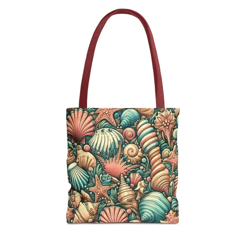 Seashells Tote Bag with Chic Black Cotton Handles