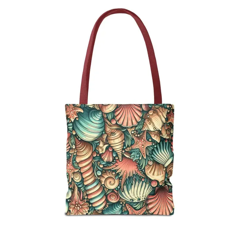 Seashells Tote Bag with Chic Black Cotton Handles