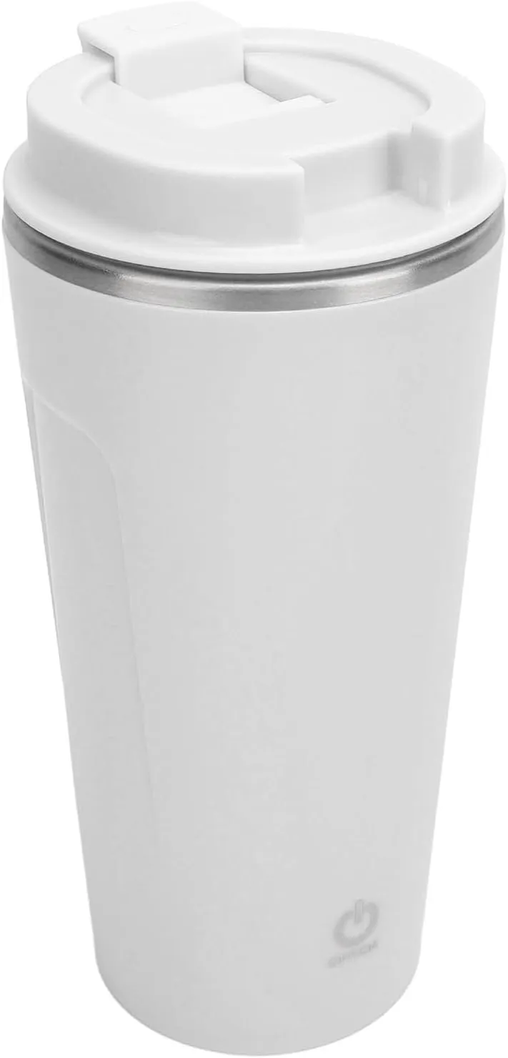 Self Stirring Coffee Mug, Rechargeable Stainless Steel Auto Mixing Cup with Lid, 400ml IP6 Waterproof Coffee Stirring Cup, Rechargeable Self Mixing Cup for Office Car Home Use, White
