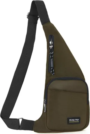 Seoky Rop Sling Bag for Men Women Slim Personal Purse Pocket Small Anti-Thief Crossbody Chest Bag for Travel Hiking Army Green