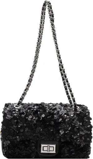 Sequin Crossbody Bags for Women Small Handbags Shinny Shoulder Bag Purse Evening Bag Satchels with Chain Strap