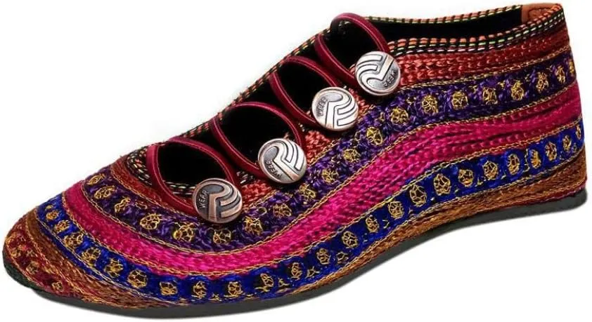 SETHANI Arts Fabric Embroidered Jutis in Multi Color 8.5