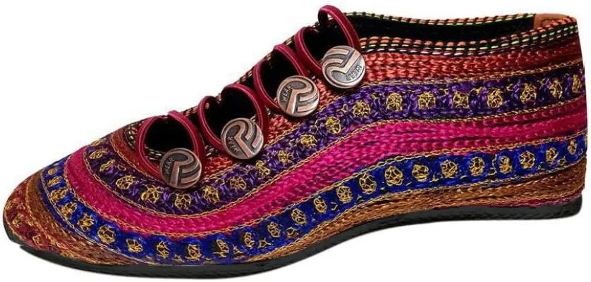 SETHANI Arts Fabric Embroidered Jutis in Multi Color 8.5