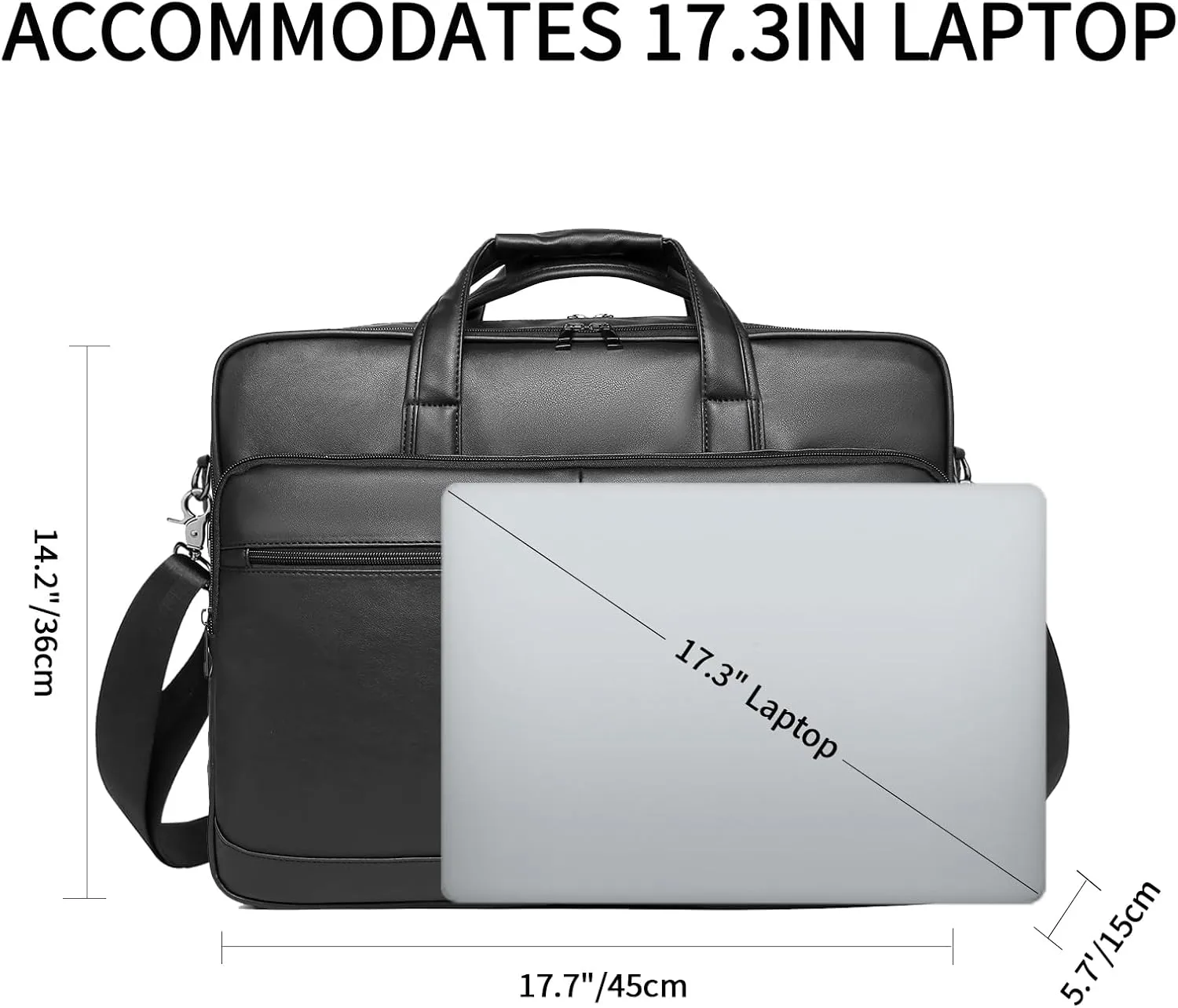 seyfocnia Men’s Leather Messenger Bag, 15.6 Inch 17.3 Inch Laptop Briefcase Satchel Computer Shoulder Bag Business Handbag