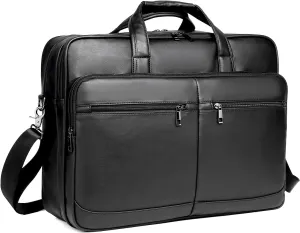 seyfocnia Men’s Leather Messenger Bag, 15.6 Inch 17.3 Inch Laptop Briefcase Satchel Computer Shoulder Bag Business Handbag