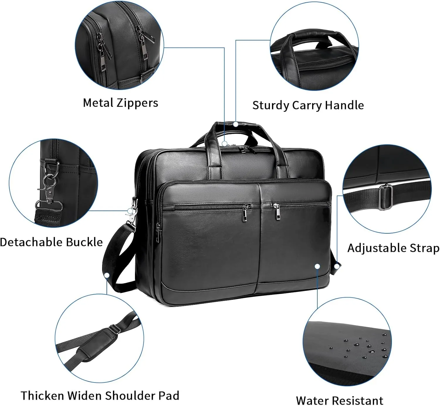 seyfocnia Men’s Leather Messenger Bag, 15.6 Inch 17.3 Inch Laptop Briefcase Satchel Computer Shoulder Bag Business Handbag