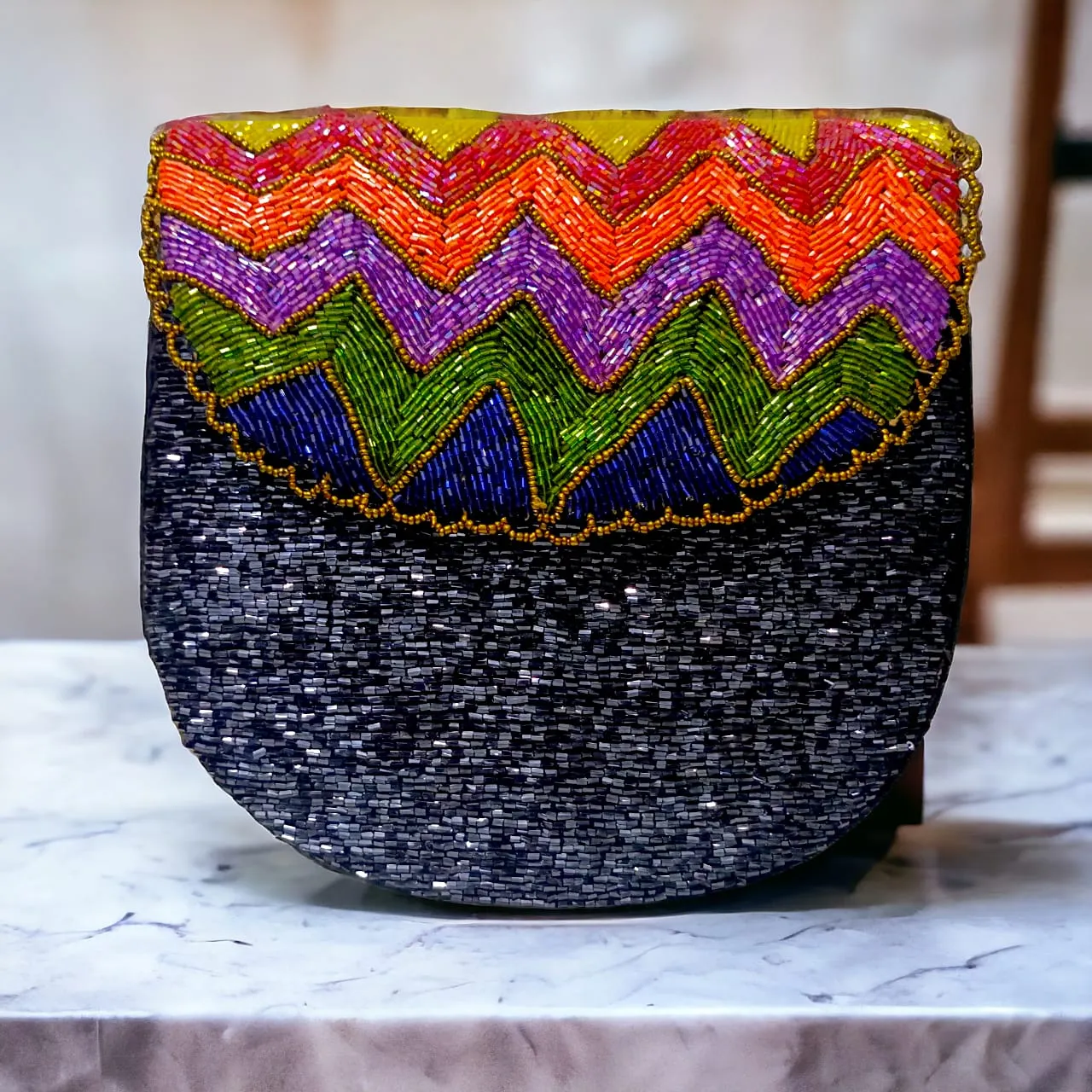 Shahi Clutches - Handcrafted Sparkling Zigzag Clutch for Women, Pakistani Handmade Product