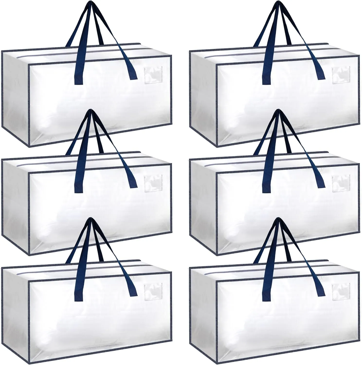 Simple Deluxe 6 Pack Extra Large Moving Bags with Backpack Straps, Strong Handles/Zippers, Heavy Duty Storage Tote For Moving Travel Camping Space Saving, White
