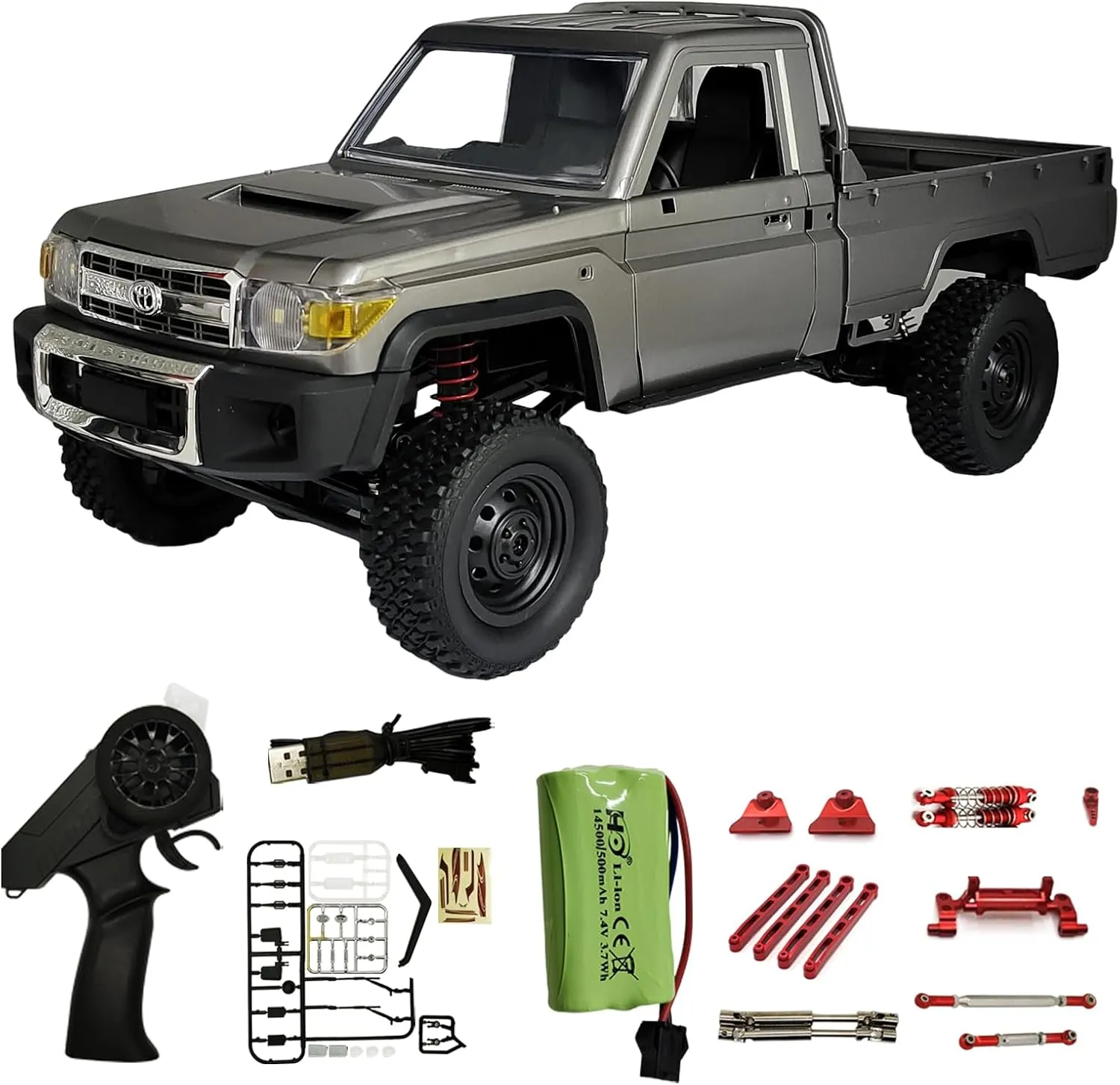Skymaker New Upgrade Mn82 Pro RC Truck 4X4 1:12 Rc Car with Led Lights Full-Scale Simulation LC79 4WD Pickup Truck RC Rock Crawler with Metal Parts RTR Silver