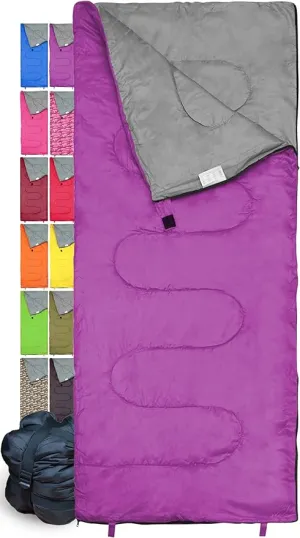 Sleeping Bag Indoor & Outdoor Use. Great for Kids, Boys, Girls, Teens & Adults. Ultralight and Compact Bags are Perfect for Hiking, Backpacking & Camping