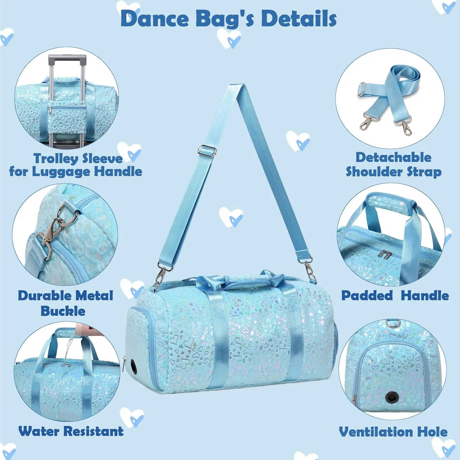 Sleepover Bags for Girls, Soft Plush Dance Duffle Bag with Wet & Shoe Compartments for Girls, Water Resistant Ballet Sport Travel Gym Bag Overnight Sleepover Bags for Girls Boys