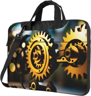 Slim Laptop Case with Strap Laptop Tote Bag Computer Messenger Bag Travel Essentials - Gold Mechanical Discs