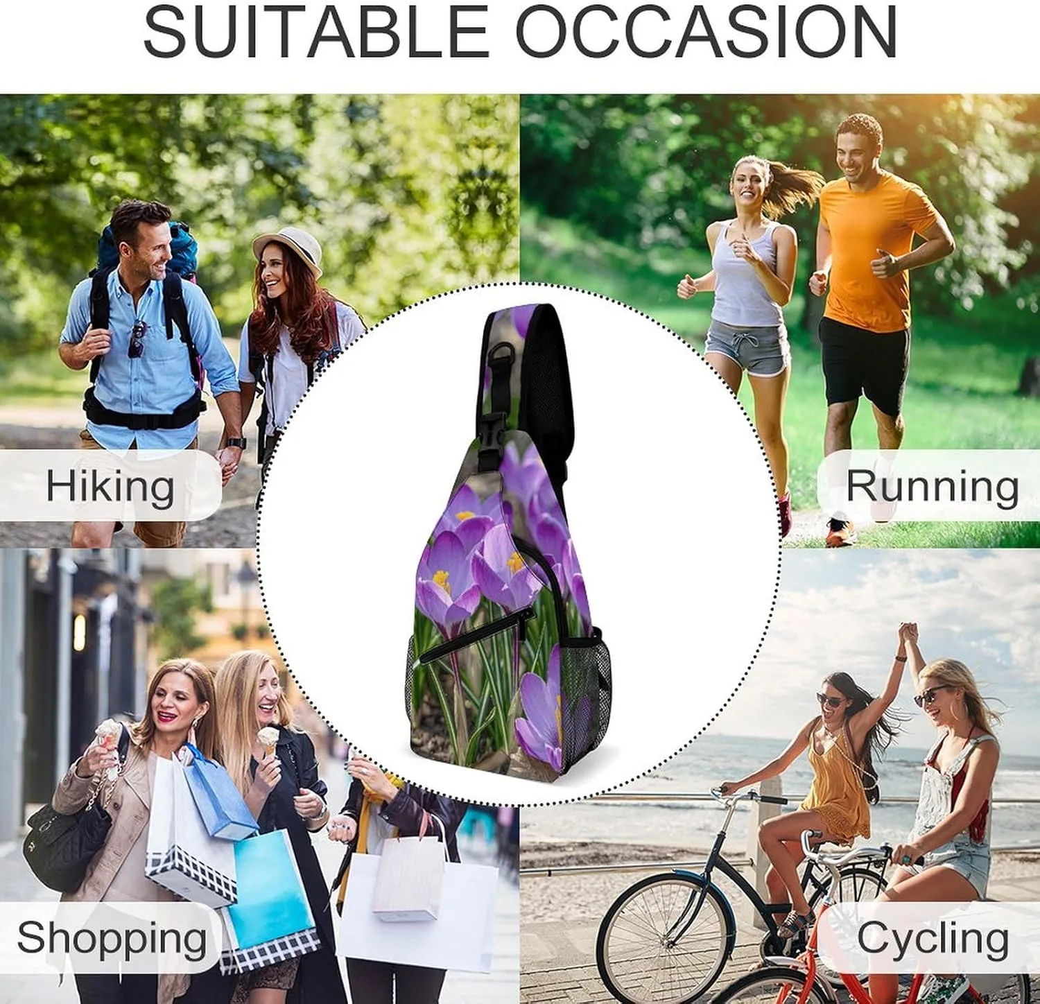Sling Bags for Women Men Flowers Are Blooming Sling Backpack Adjustable Belt Casual Chest Daypack Bum Bags Fanny Pack for Travel Sports Running Hiking Waist Packs