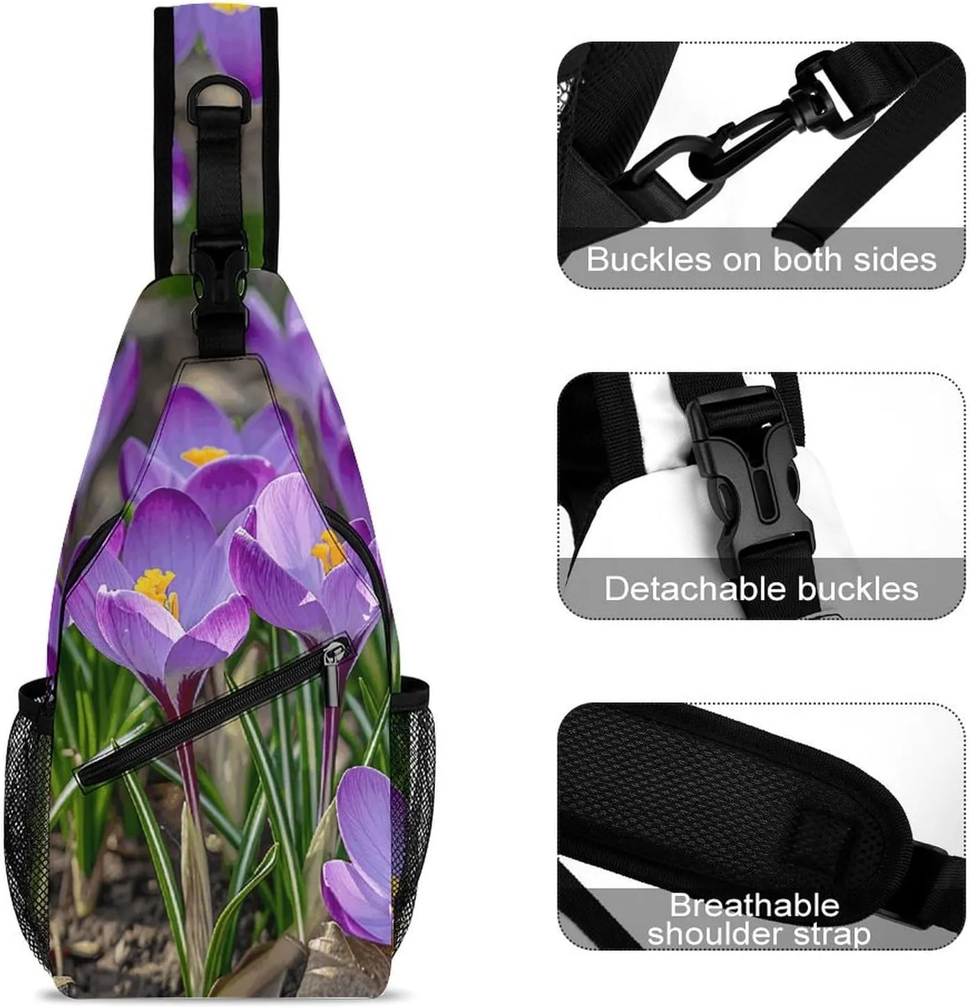 Sling Bags for Women Men Flowers Are Blooming Sling Backpack Adjustable Belt Casual Chest Daypack Bum Bags Fanny Pack for Travel Sports Running Hiking Waist Packs
