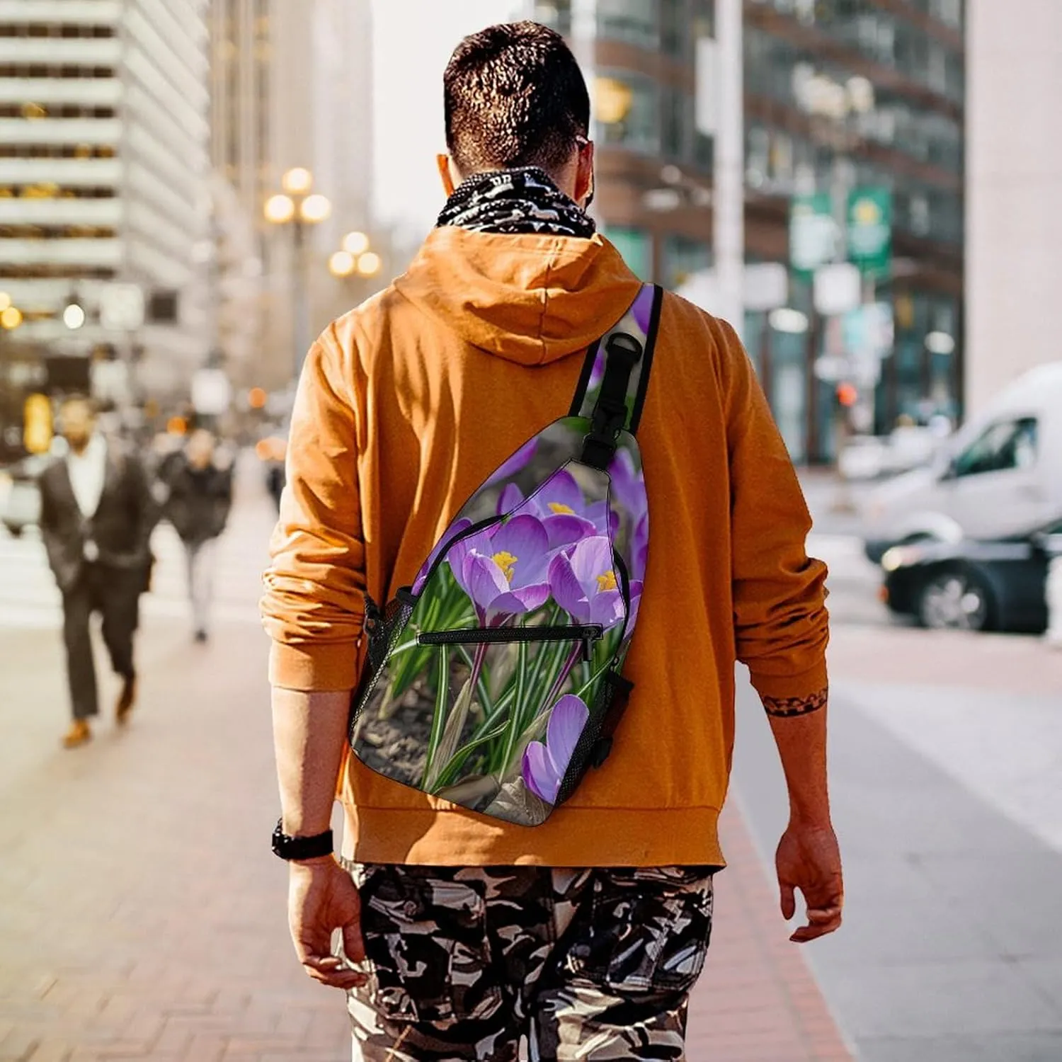 Sling Bags for Women Men Flowers Are Blooming Sling Backpack Adjustable Belt Casual Chest Daypack Bum Bags Fanny Pack for Travel Sports Running Hiking Waist Packs
