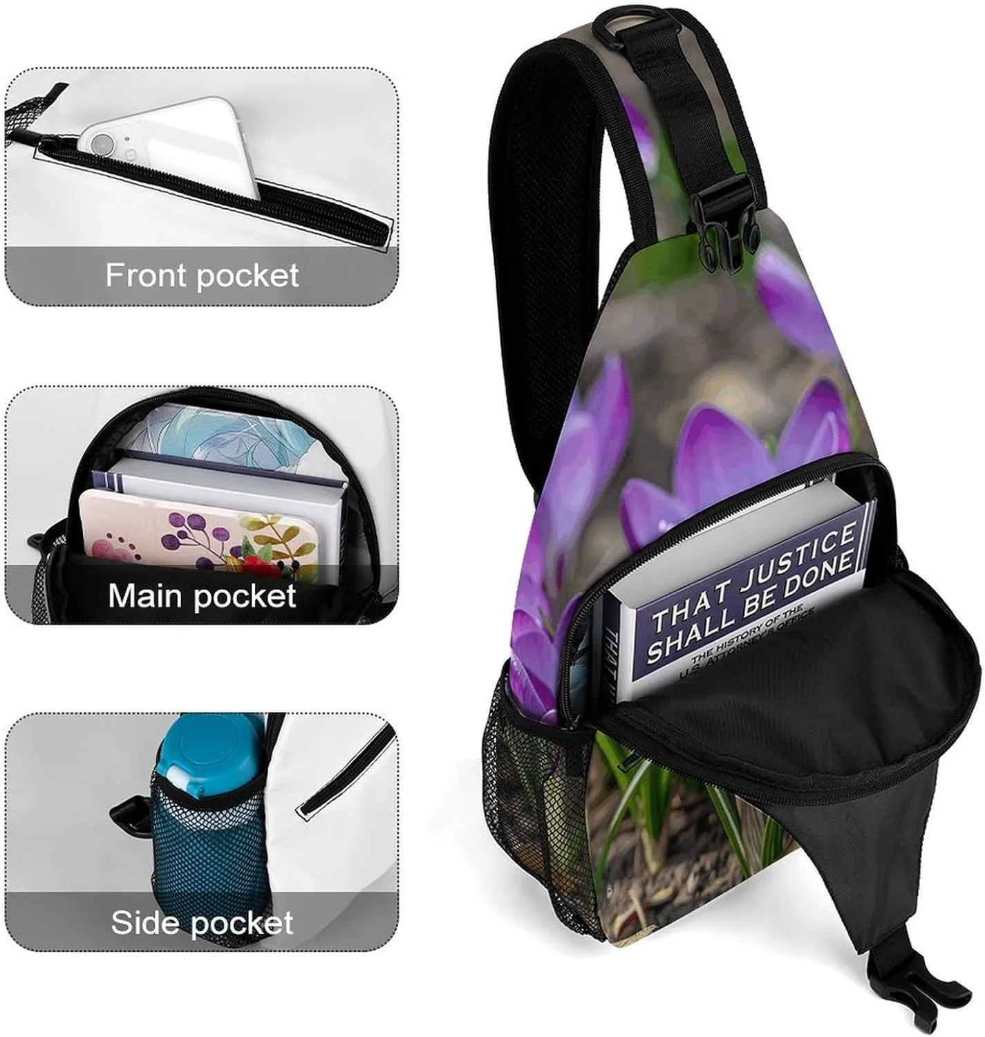 Sling Bags for Women Men Flowers Are Blooming Sling Backpack Adjustable Belt Casual Chest Daypack Bum Bags Fanny Pack for Travel Sports Running Hiking Waist Packs