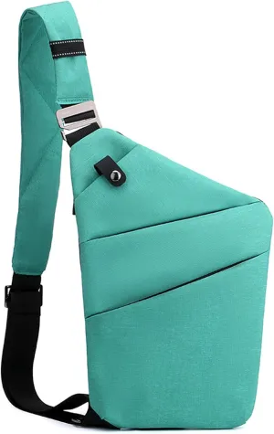 Sling Crossbody Bags Anti-thief Slim Personal Flex Bag Safe Purse Bags for Women Men Waterproof (Green, Left)