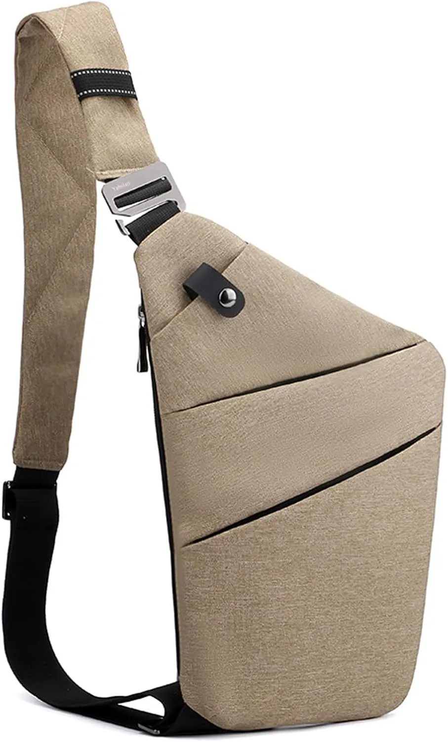 Sling Crossbody Bags Anti-thief Slim Personal Flex Bag Safe Purse Bags for Women Men Waterproof (Khaki, Left)