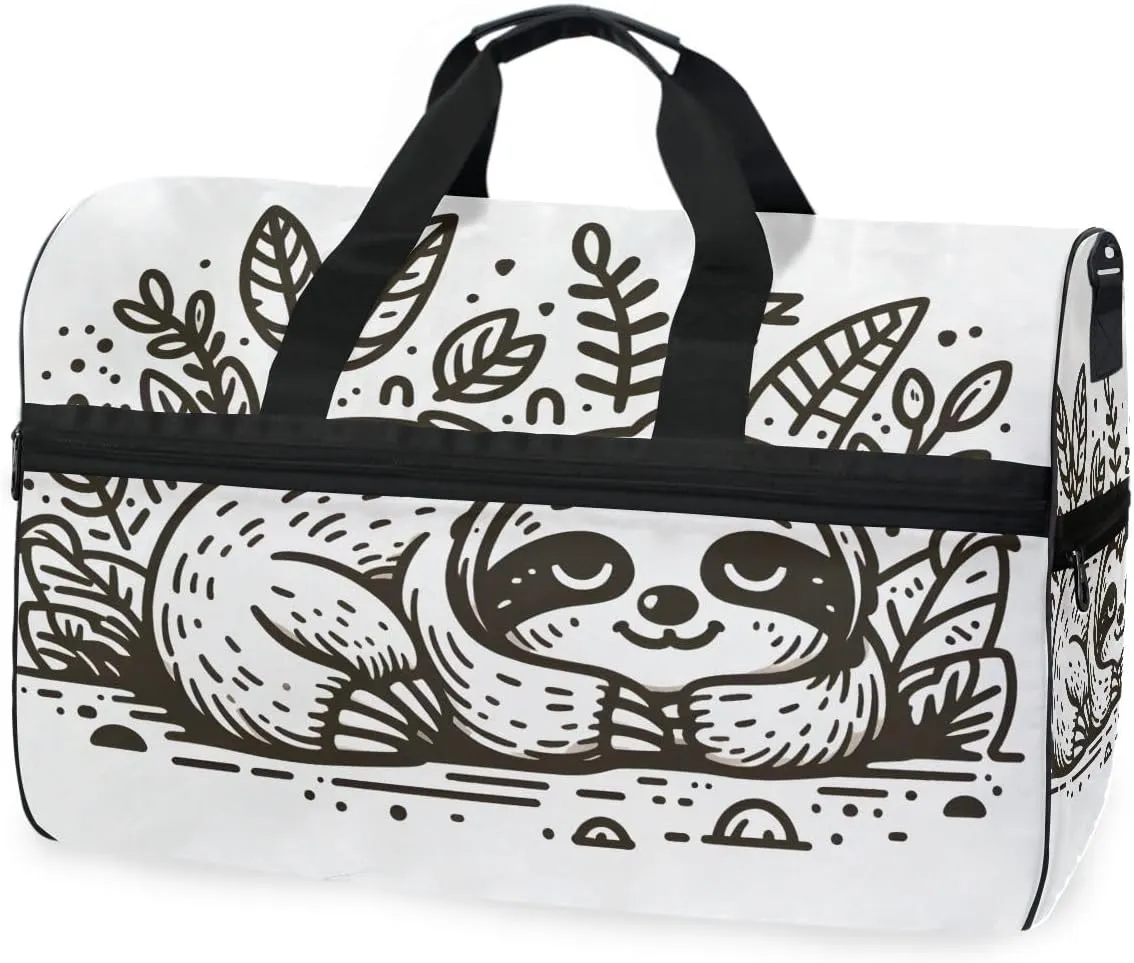Sloth Sleeping Travel Duffel Bag Luggage Sports Gym Bags With Shoes Compartment Large Capacity Lightweight Duffle Bag For Men Women