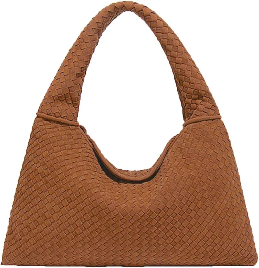 Slouchy Woven Suede Hobo Bags Women Trendy Suede Tote Bag Purse Shoulder Satchel Work Bag Top Handle Vintage Satchels Handbag