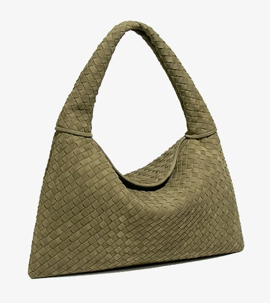 Slouchy Woven Suede Hobo Bags Women Trendy Suede Tote Bag Purse Shoulder Satchel Work Bag Top Handle Vintage Satchels Handbag