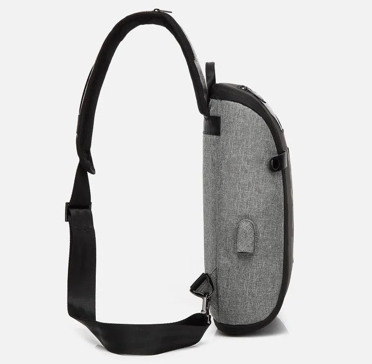Smart WaterProof Sports Shoulder Bag With USB Port-Blue