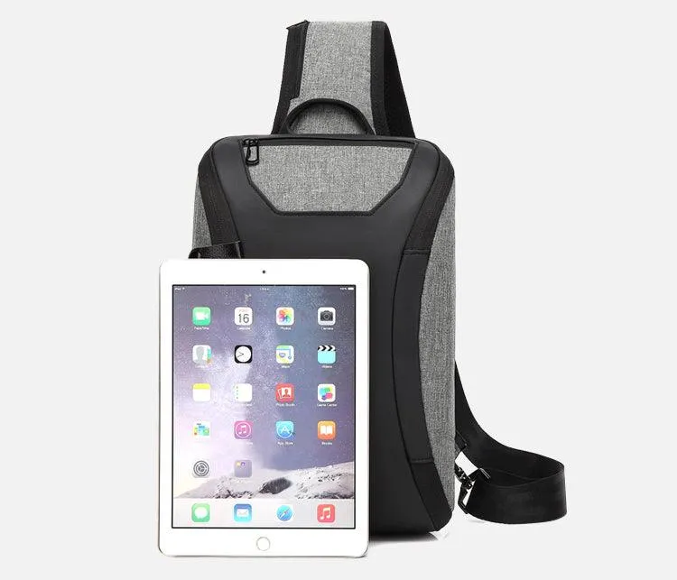 Smart WaterProof Sports Shoulder Bag With USB Port-Blue