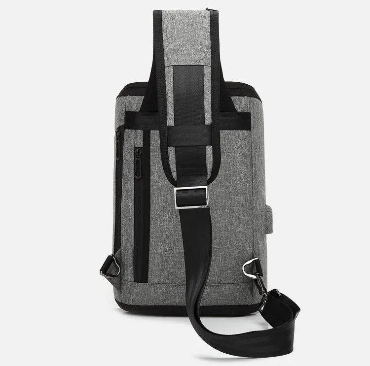 Smart WaterProof Sports Shoulder Bag With USB Port-Blue