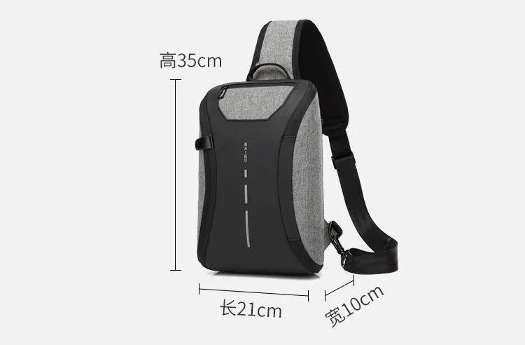 Smart WaterProof Sports Shoulder Bag With USB Port-Blue