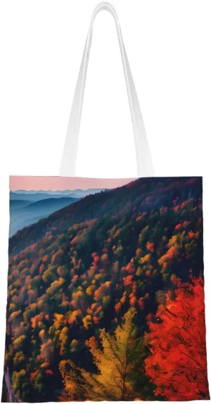 Smokey Mountain Cliff Print Canvas Tote Bag Reusable Shoulder Shopping Bags For Daily Use Shopping Travel