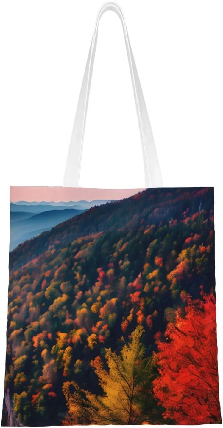 Smokey Mountain Cliff Print Canvas Tote Bag Reusable Shoulder Shopping Bags For Daily Use Shopping Travel