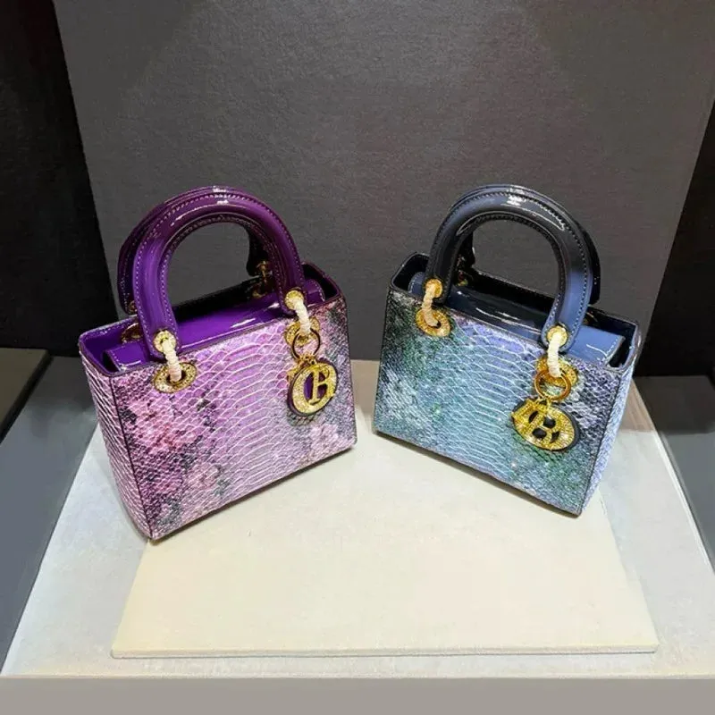 Snake Skin Pattern Printed Women's Handbags