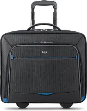 Solo New York Active Rolling Overnight Laptop Bag. Business Travel Rolling Overnighter Case for Women and Men. Fits up to 16 inch laptop - Black, 15" x 16" x 7" (TCC902-4/20)
