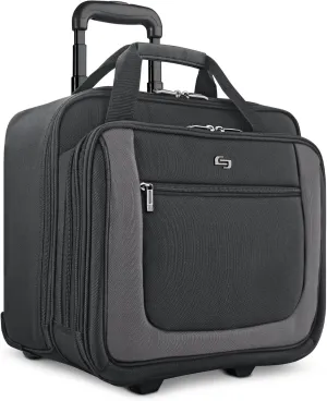 Solo New York Bryant Rolling Laptop Bag, Black/Grey, 14" x 16.8" x 5" (PT136)