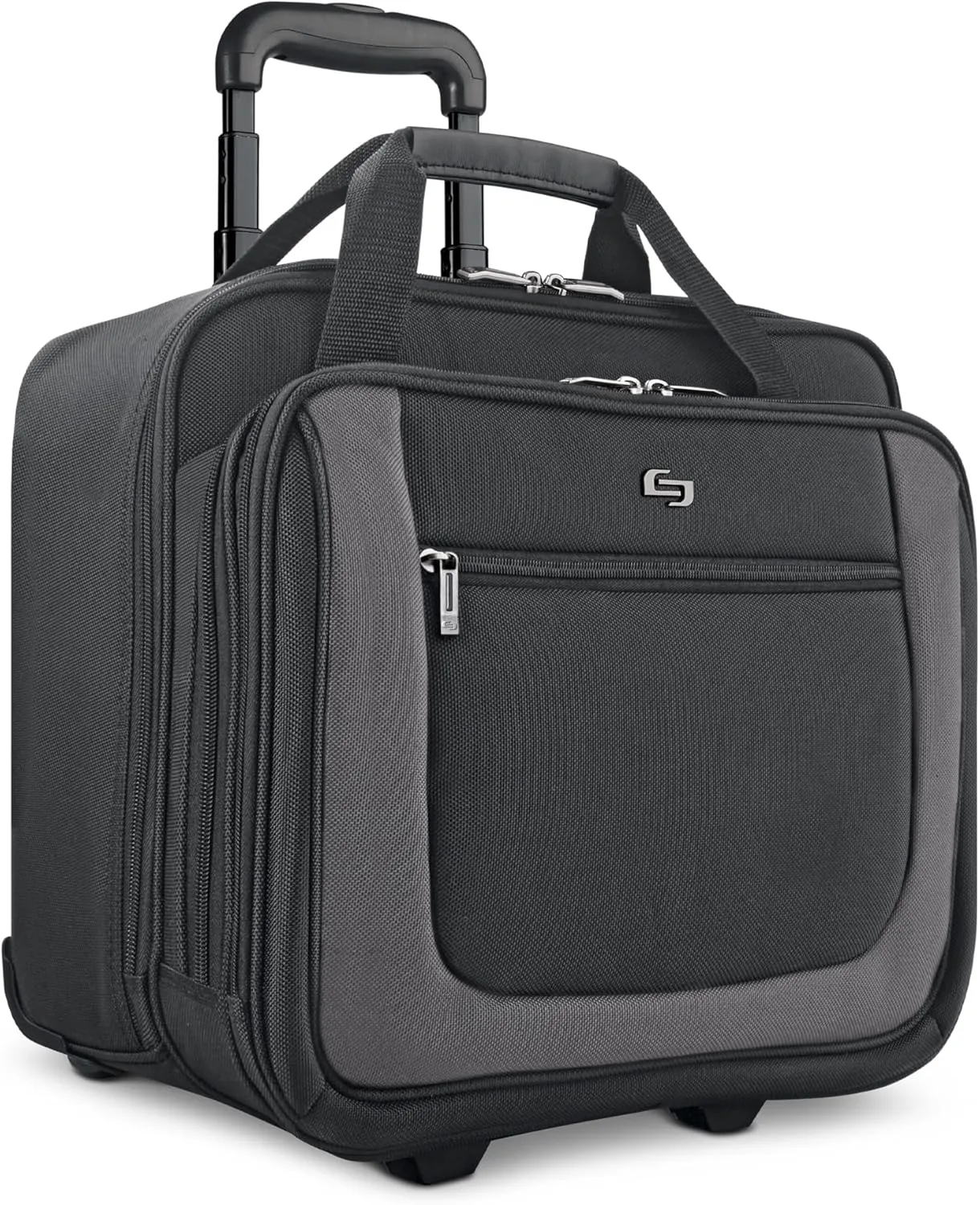 Solo New York Bryant Rolling Laptop Bag, Black/Grey, 14" x 16.8" x 5" (PT136)